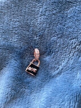 Pandora Rose Gold Lock Charm Pendant with Black Enamel